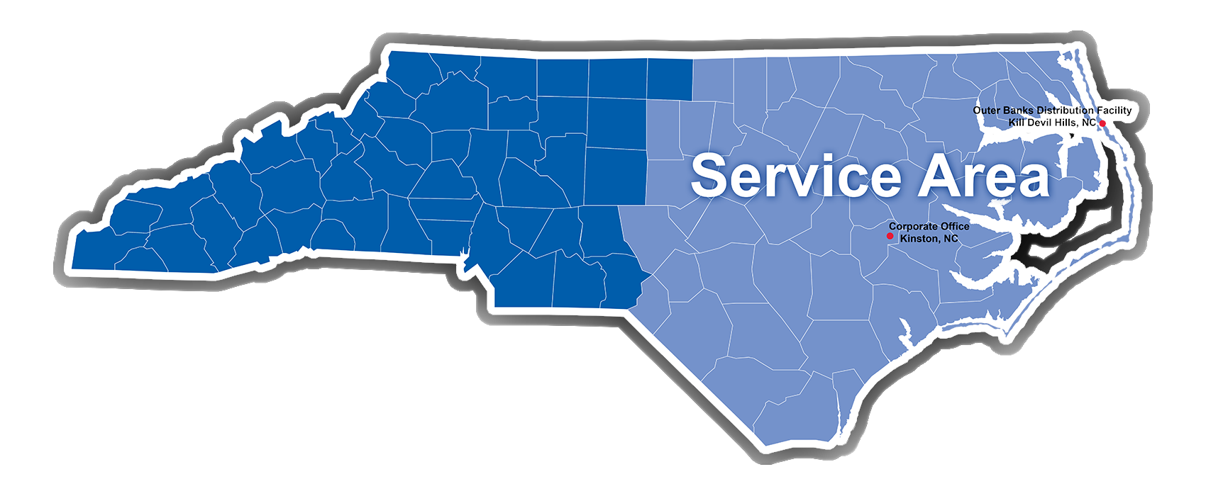 East Carolina Computers service area coverage map